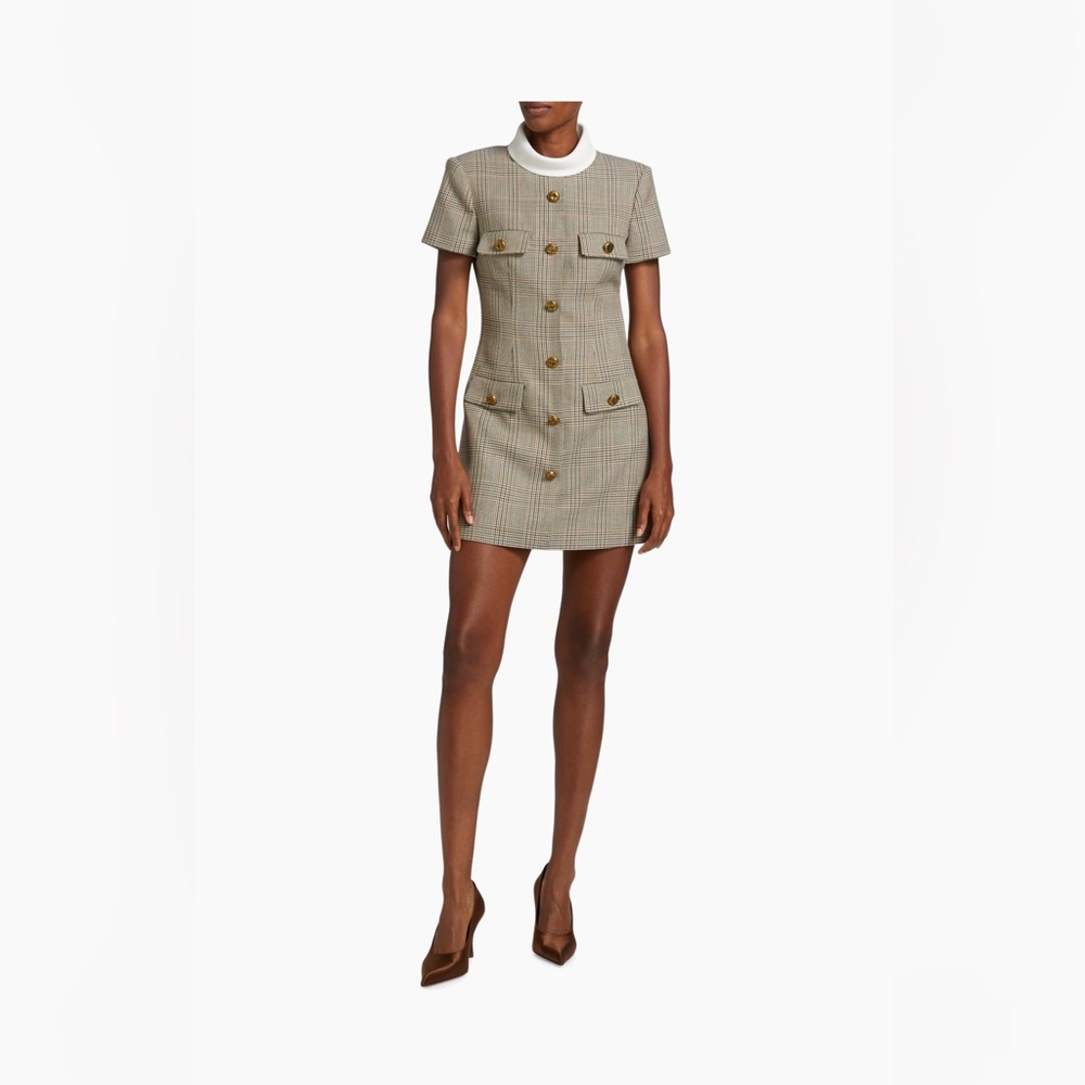 Self portrait check wool mini dress NWT